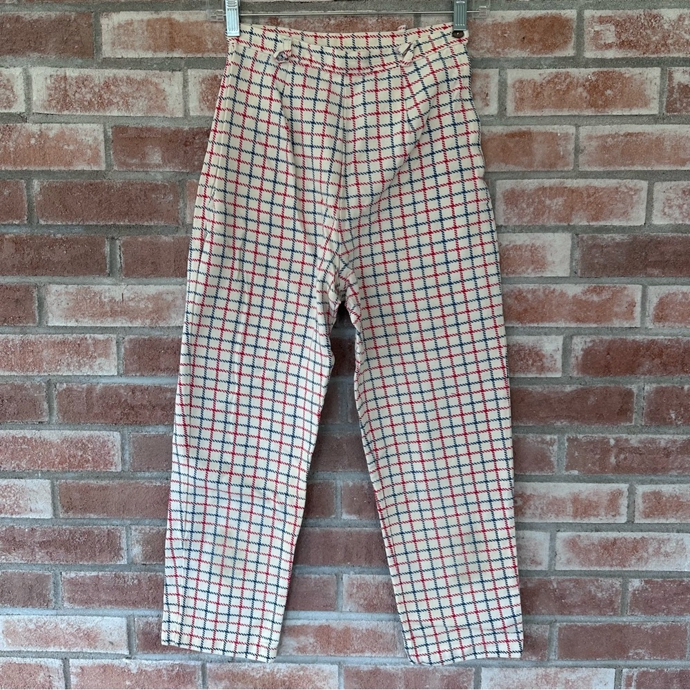 Vintage Sears High Waisted Plaid Pants Women’s XS Petite 24 1970s Girls 14 Retro